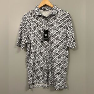 Levelwear Men's Black and White Patterned Button-Down Shirt Large NWT